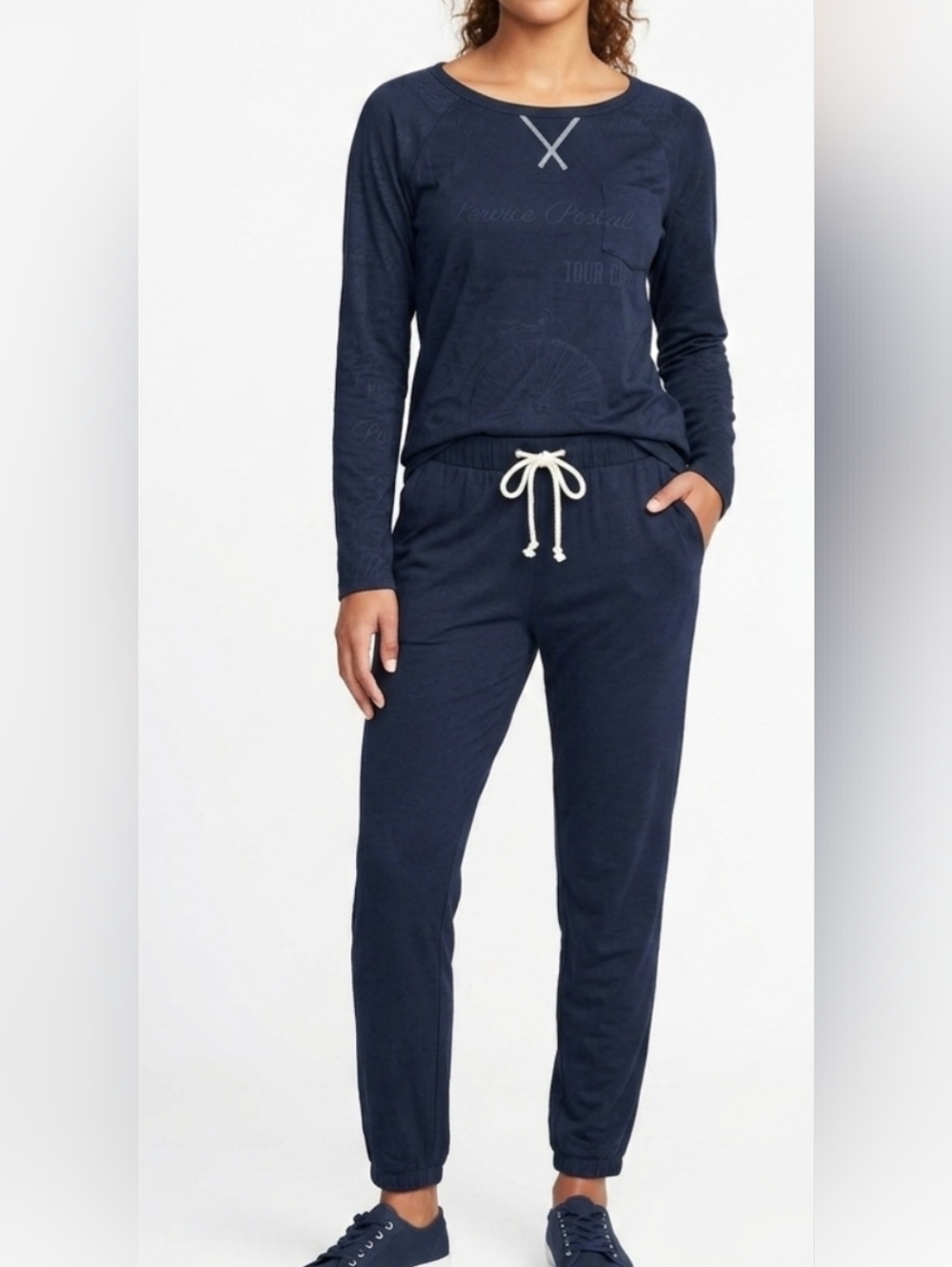 Leo Rosi Navy Long-Sleeve Pullover Top